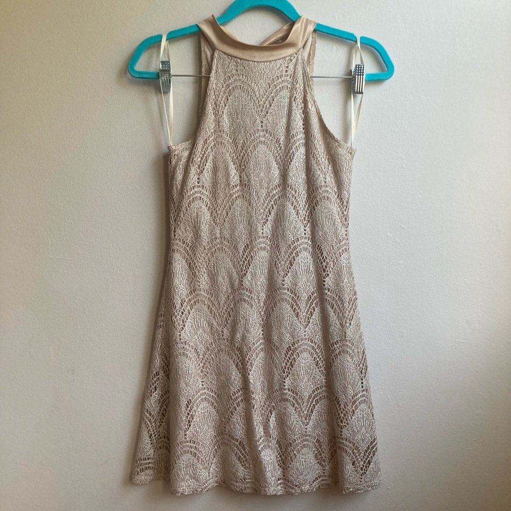 Gold Lace Dress, Small, Vintage